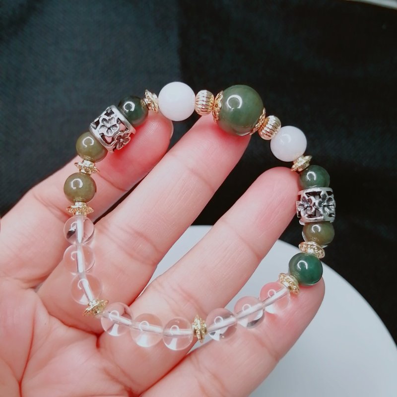 金银财宝Jinyincaibao 天然翡翠玉白水晶手串 - 手链/手环 - 玉石 