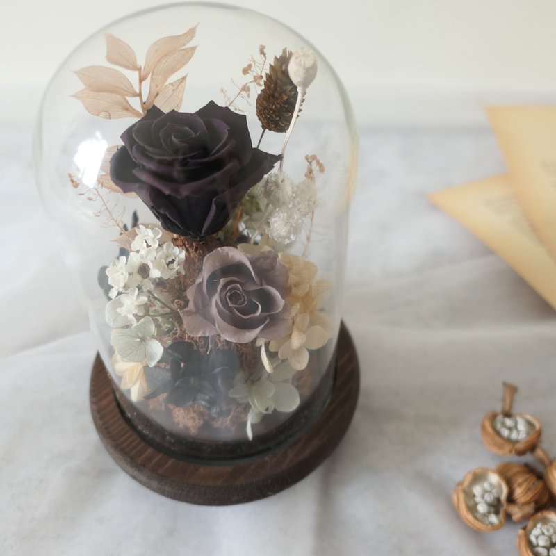 【永生玫瑰玻璃盅-浓情巧克力】居家装饰/送礼 - 干燥花/捧花 - 植物．花 咖啡色