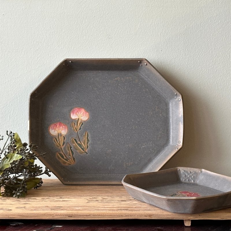 暧暧内含光系列 夜灰 八角器皿 陶盘 餐皿 - 盘子/餐盘/盘架 - 陶 