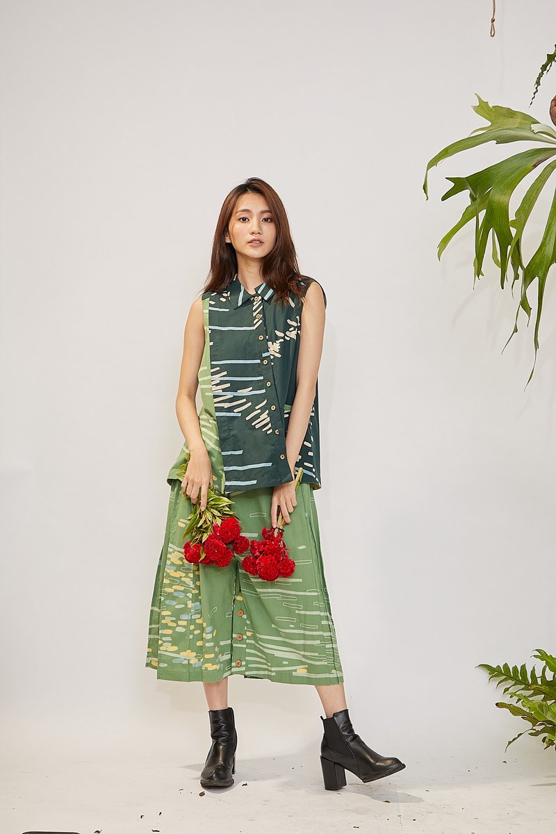 两穿裤裙_藻绿_公平贸易 - 女装长裤 - 棉．麻 黑色