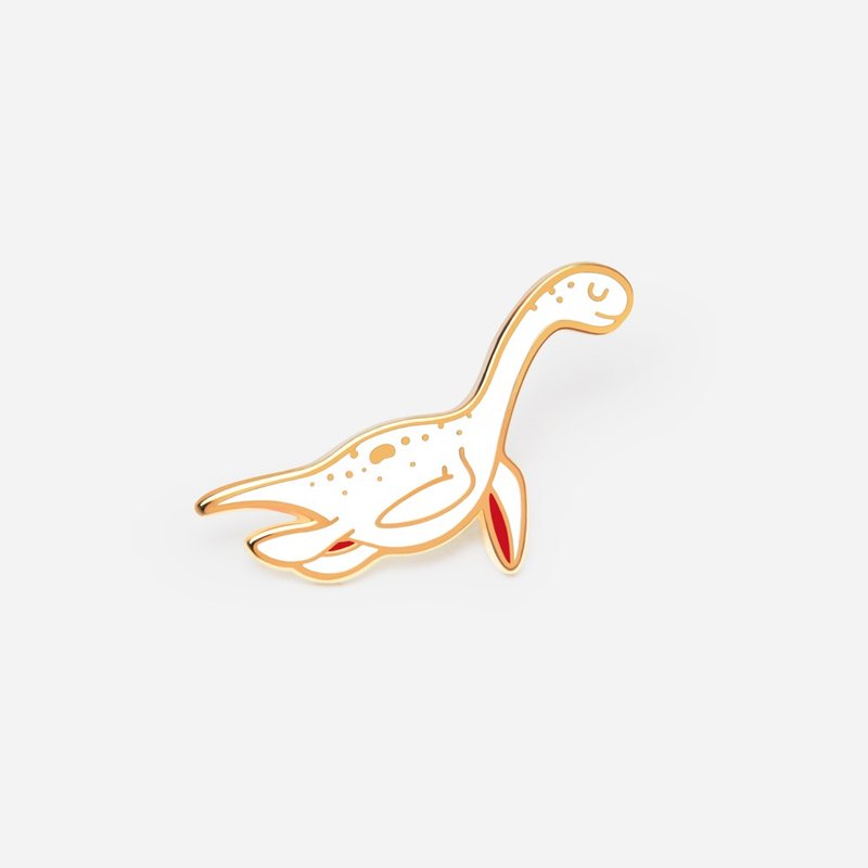 Floating Nessie enamel pin - 胸针 - 其他金属 白色