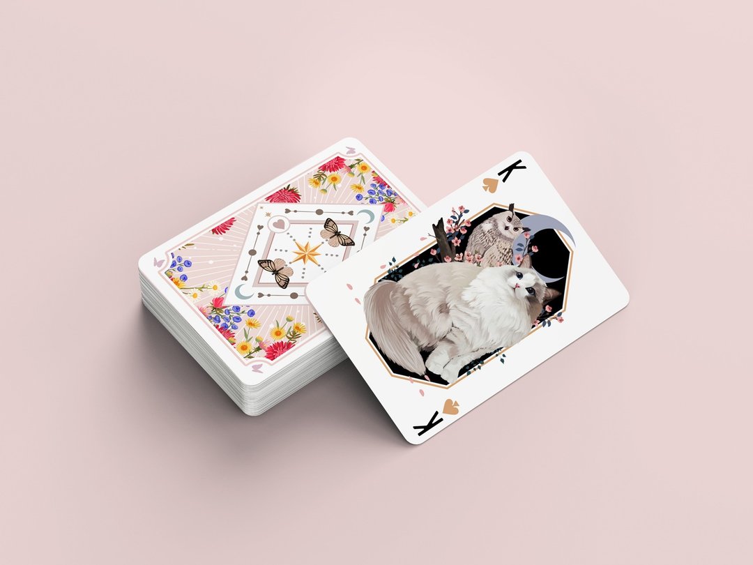 猫咪插画PVC扑克牌 - 桌游/玩具 - 塑料 粉红色