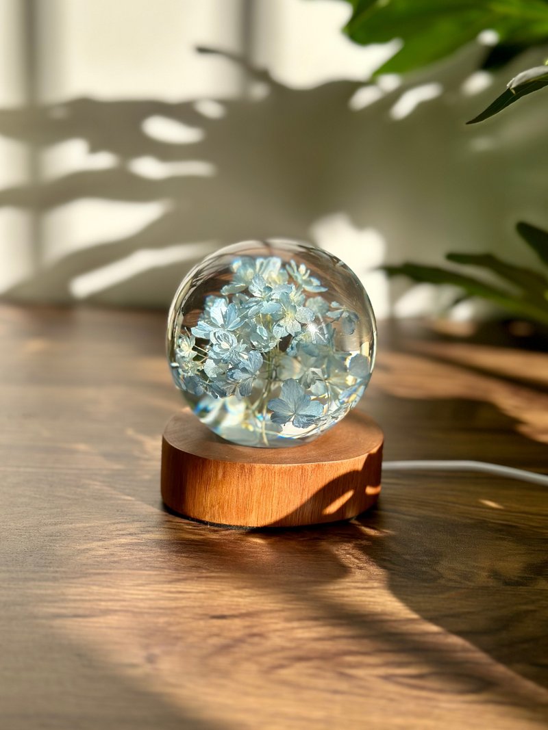 繡球花真花水晶球三色夜燈 - 摆饰 - 树脂 多色