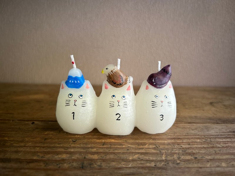 富士、鹰、茄子、猫 - 蜡烛/烛台 - 蜡 白色