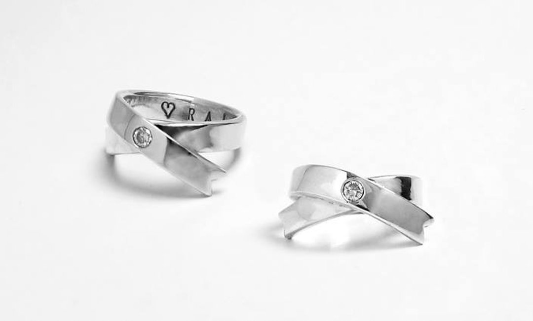 缎带钻戒 婚戒 结婚 订婚 戒指 定制 DIY 925银 - 戒指 - 宝石 