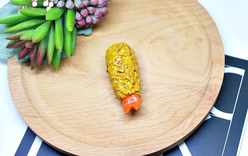 >>黏土系列-胖炸虾- =>磁铁系列 #冰箱.黑板磁铁# #Fake Food# - 冰箱贴/磁贴 - 粘土 橘色