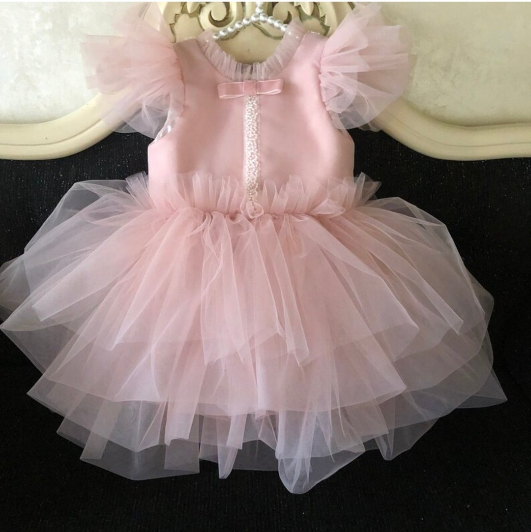 Pink dress with pearl for baby girl. Birthday dress. Flower girl dress. - 童装礼服/连衣裙 - 其他材质 粉红色