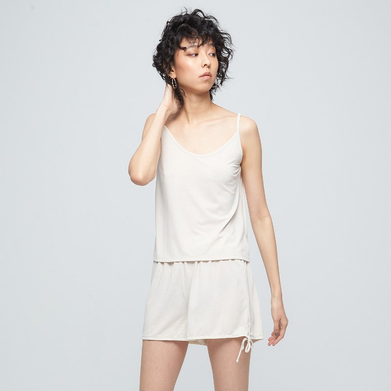 REBOOT瞬眠-吊带背心-朦卡其 - 女装背心 - 聚酯纤维 白色