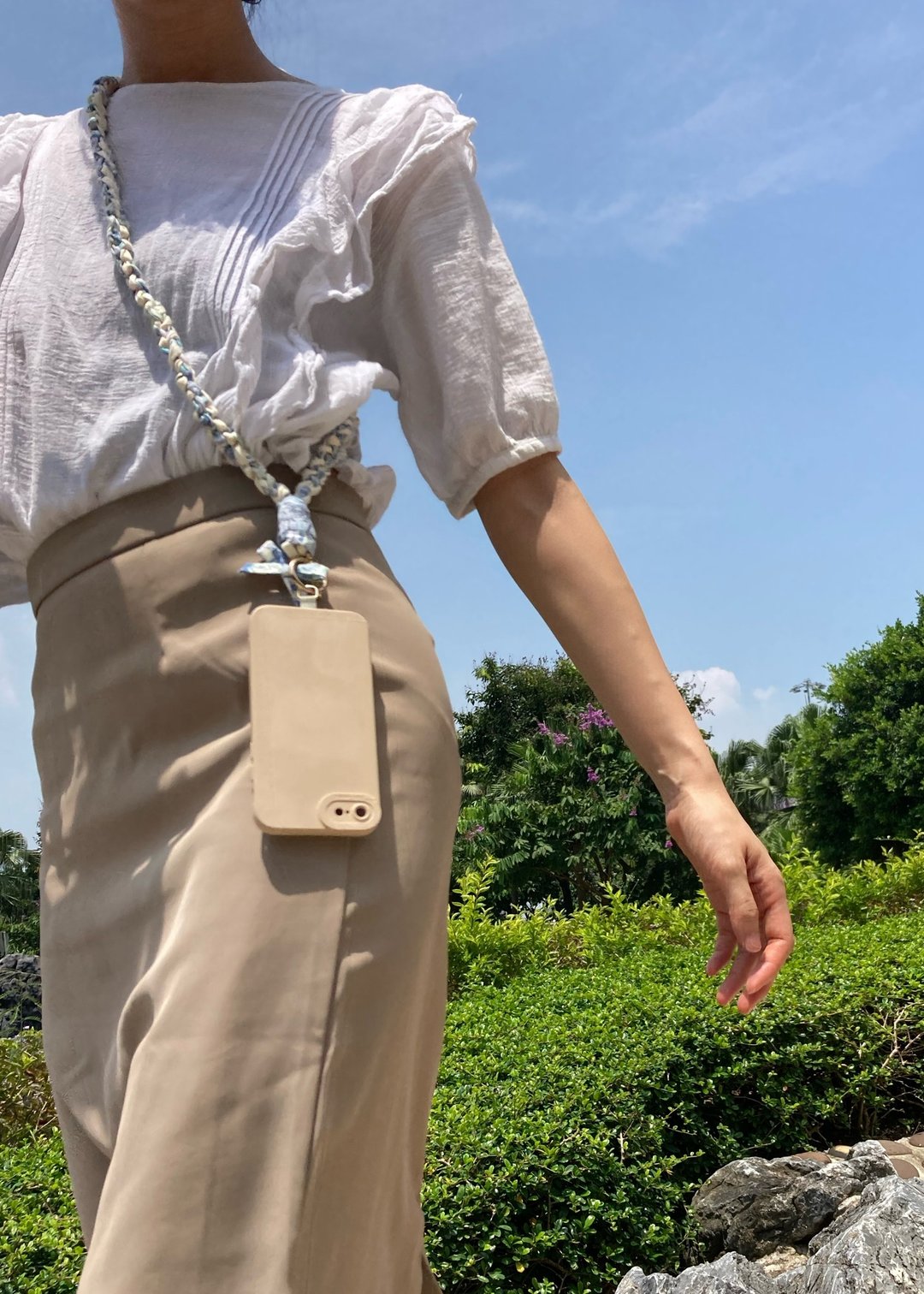 碎花 蝴蝶结 编织 手机绳 锁匙扣 2Way【纯绵】 - 手机配件 - 其他人造纤维 蓝色