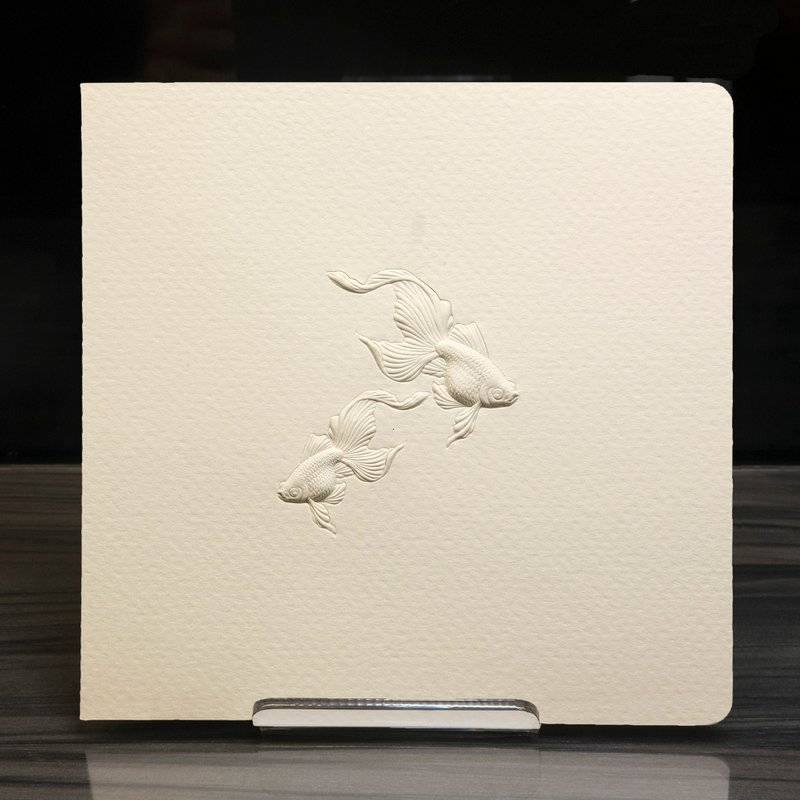 双鱼浮雕万用卡 - 卡片/明信片 - 纸 白色
