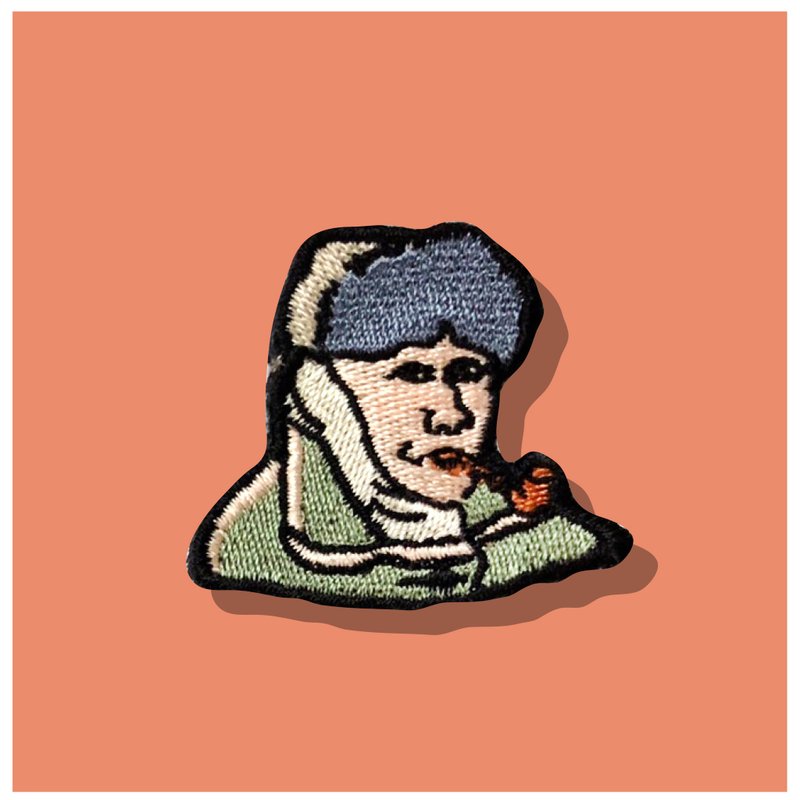 self portrait with bandaged ear and pipe iron on patch vincent van gogh - 徽章/别针 - 绣线 橘色