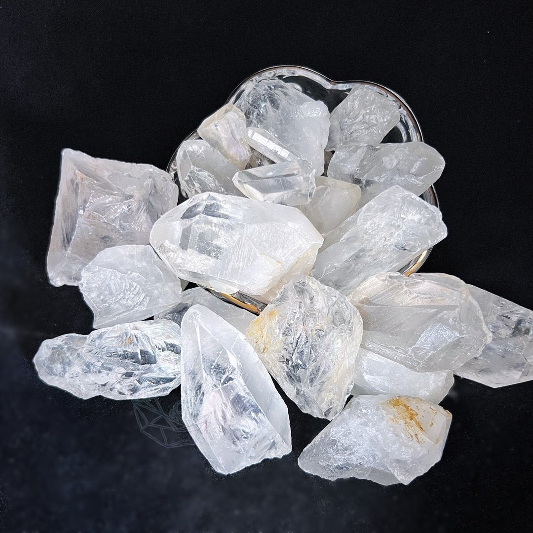 白水晶 原矿 涅盘 资料库 原矿 100g消磁水晶 共生黑云母矿 - 其他 - 水晶 白色