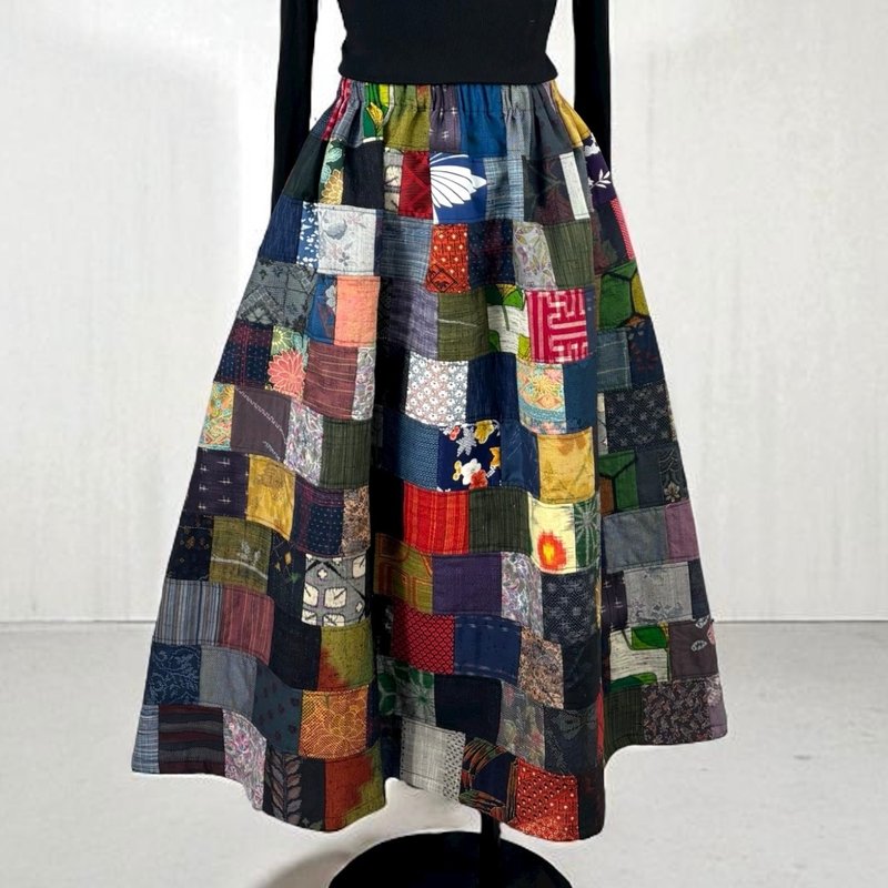 和服 || 拼布 (270片) || 长裙 || 接单制作 - 裙子 - 棉．麻 多色