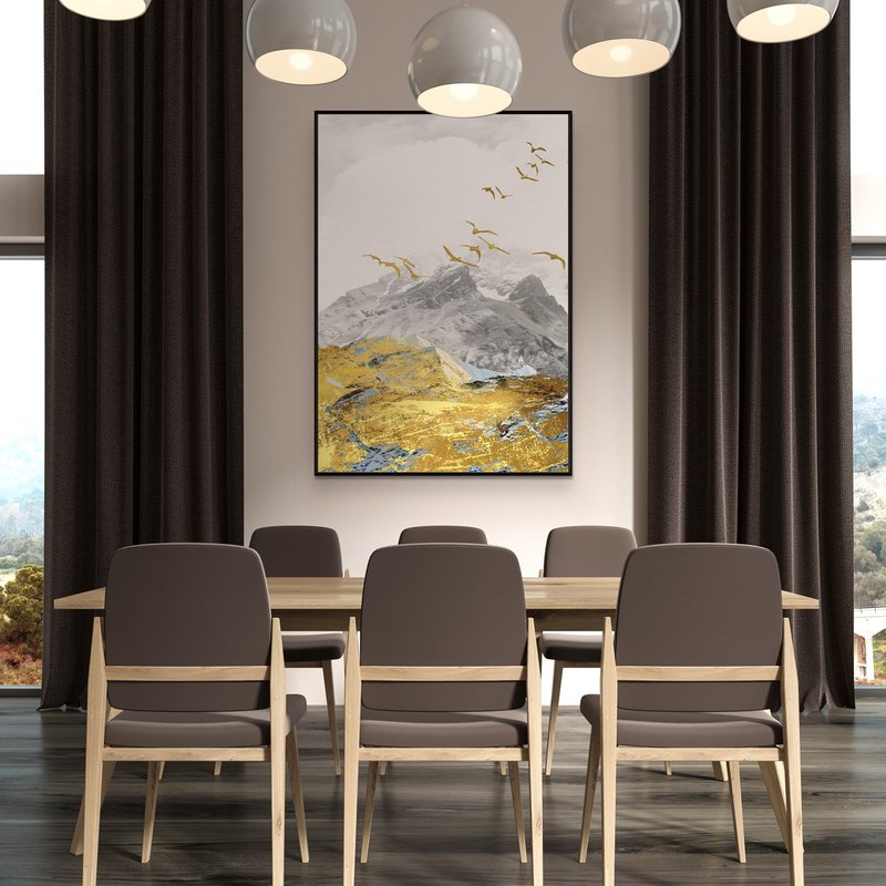 流金山色III - 轻奢流金山峰挂画/新年挂画/金色大气客厅挂画 - 海报/装饰画/版画 - 棉．麻 多色