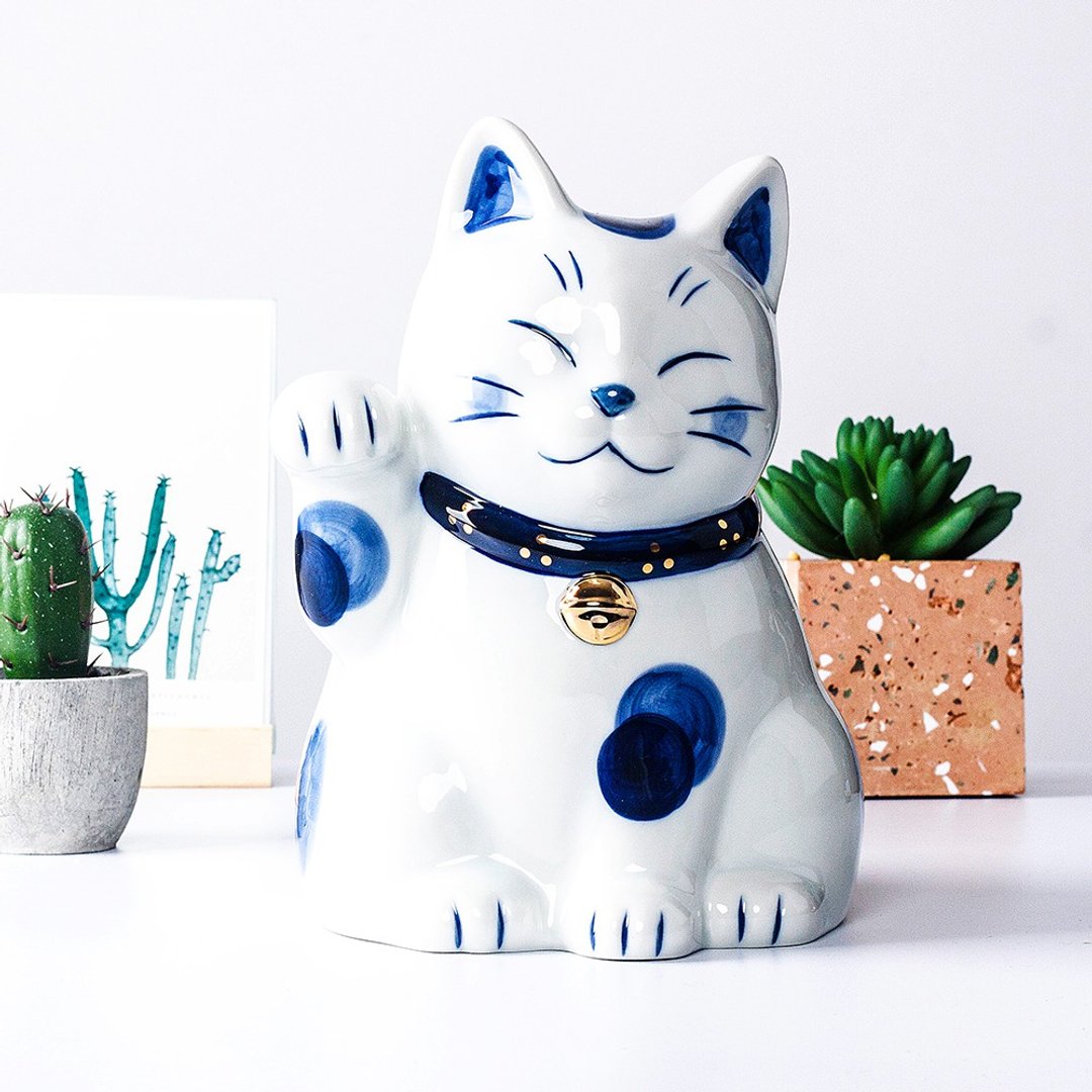 药师窑招财猫驱蚊器陶瓷摆件蚊香炉香插日本进口生日结婚乔迁礼物 - 摆饰 - 陶 