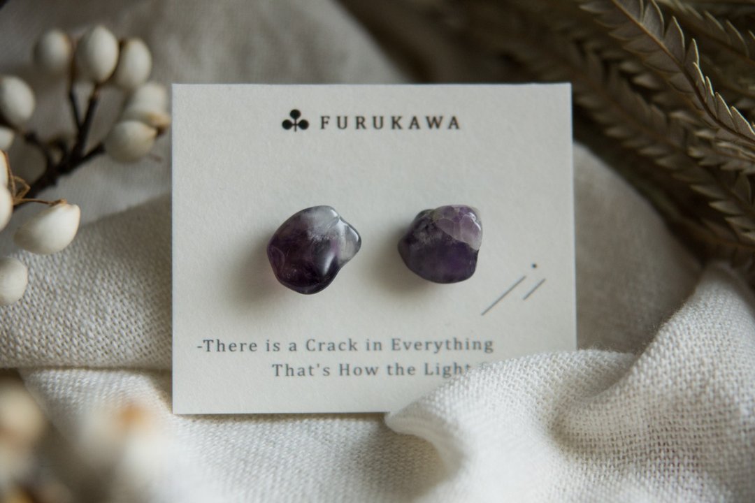 CRACK | 矿物系耳环 |  EARRINGS - 耳环/耳夹 - 玉石 紫色