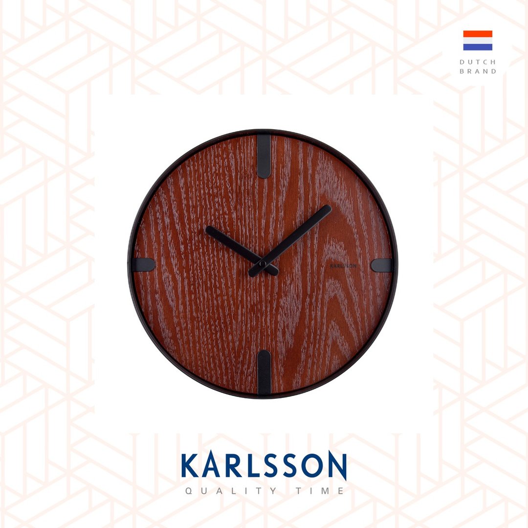 荷兰Karlsson Wall clock Dashed walnut wood black胡桃木面挂钟 - 时钟/闹钟 - 木头 黑色