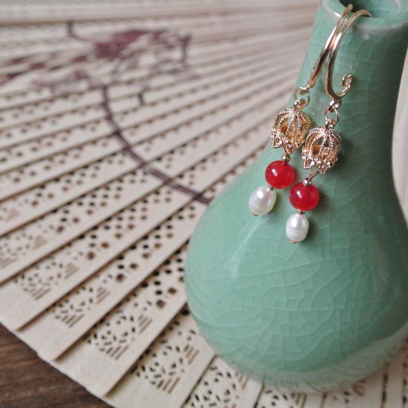 望云耳环 - 耳环/耳夹 - 铜/黄铜 红色