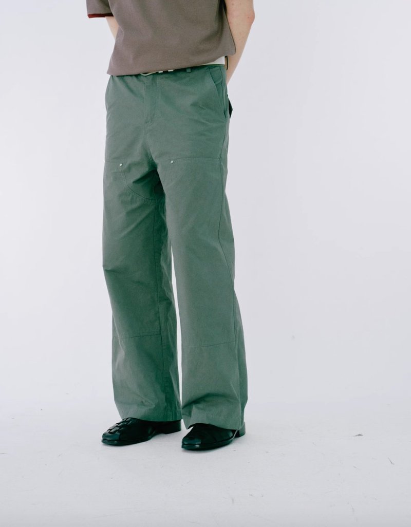 日系复古 绿色寬鬆直筒裤 - 男士长裤 - 其他材质 绿色