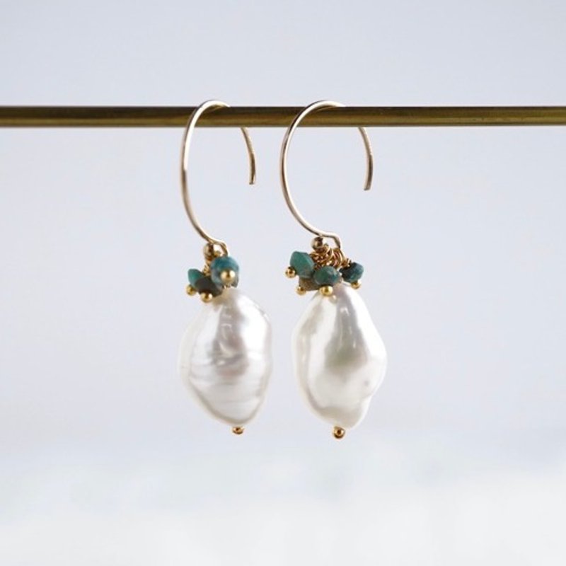 Baroque pearl earrings [OP806] - 耳环/耳夹 - 宝石 