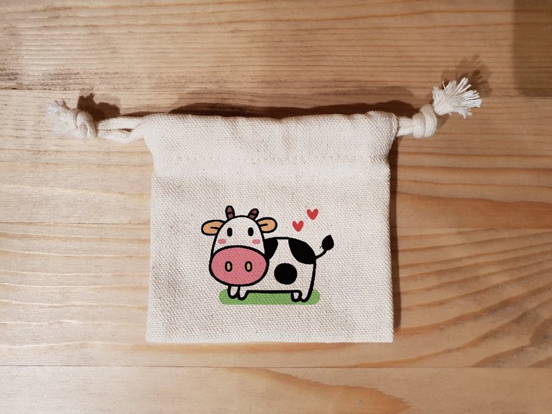 牛 手绘 小物 收纳袋 - 化妆包/杂物包 - 其他人造纤维 白色