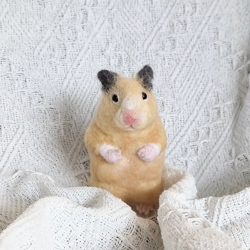 拟真黄金鼠羊毛毡  仓鼠疗愈摆饰 - 编织/刺绣/羊毛毡/裁缝 - 羊毛 橘色