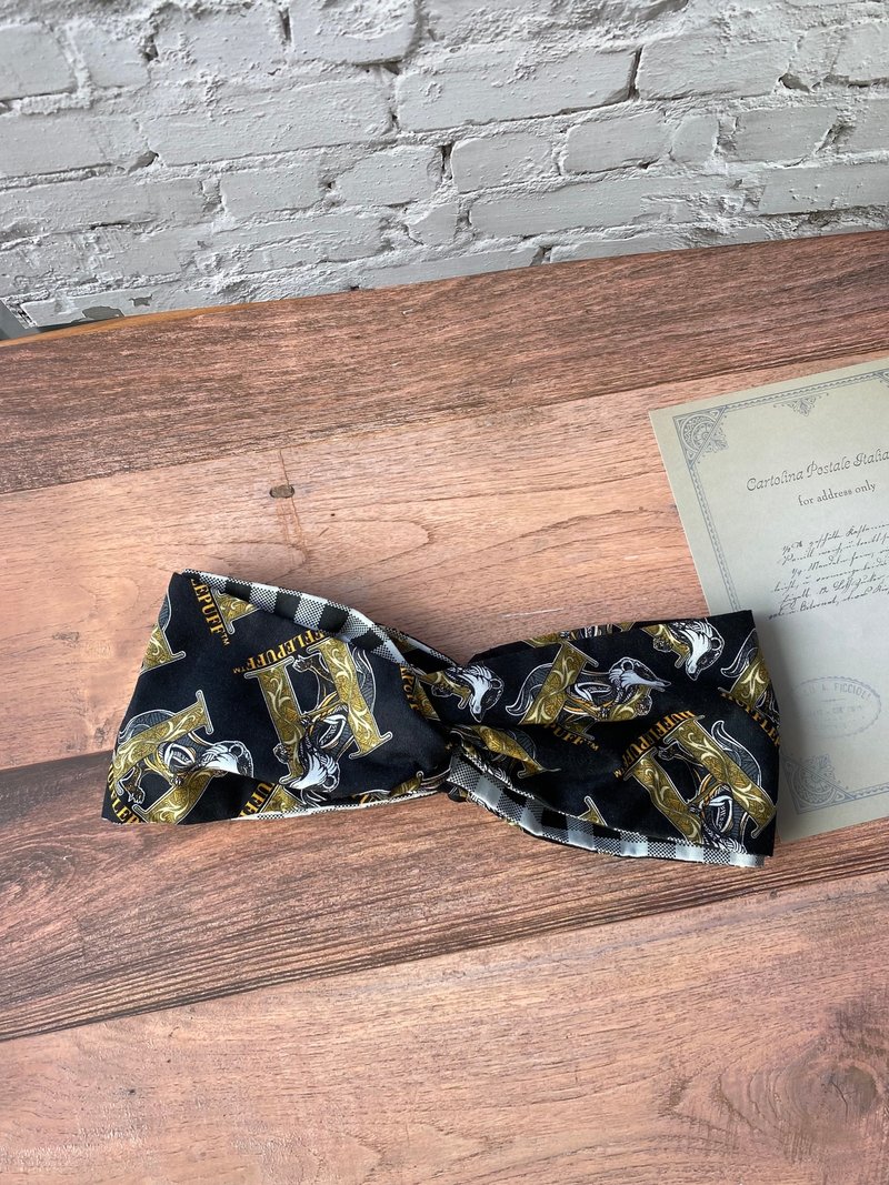 交叉发带-獾 - 发饰 - 棉．麻 黑色