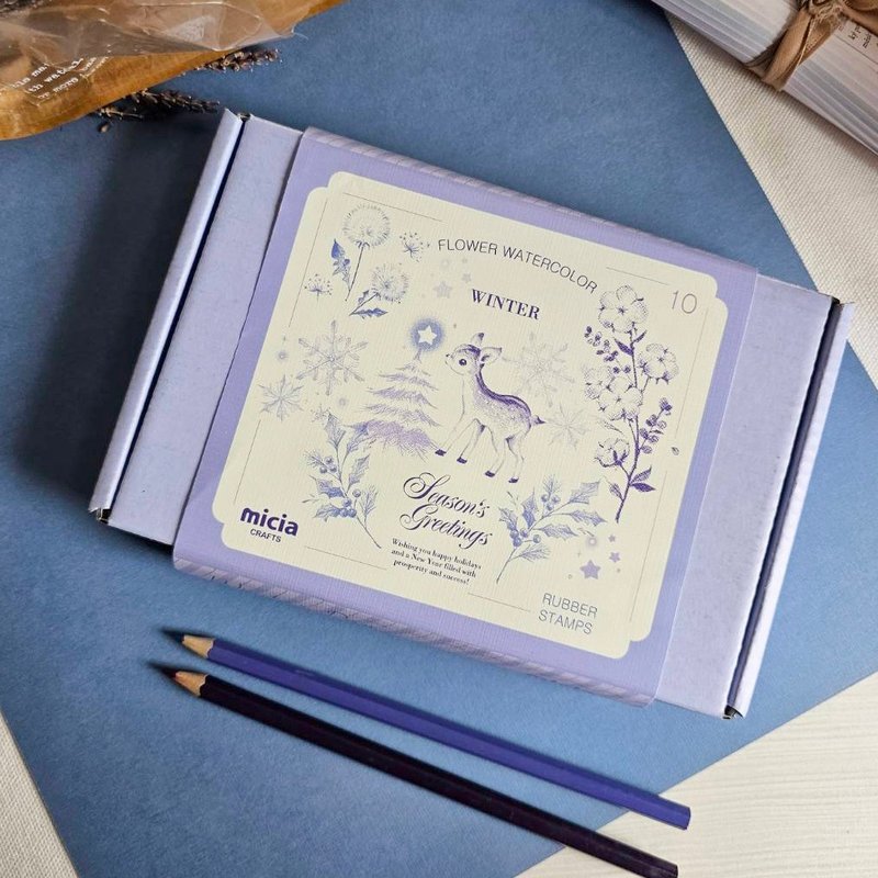 花草水彩网点印章-冬天FW04 - 印章/印台 - 木头 