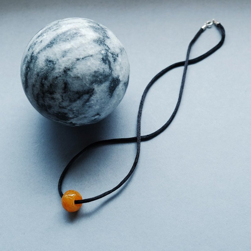 唐草 琥珀 丝线 项链 银925 - 项链 - 其他金属 银色