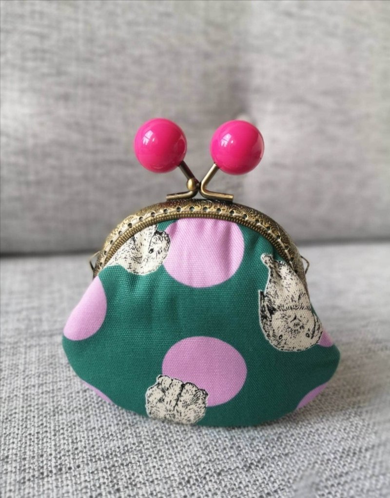 多巴胺色系 珍宝珠口金包 布艺零钱包/散纸包 - 零钱包 - 棉．麻 