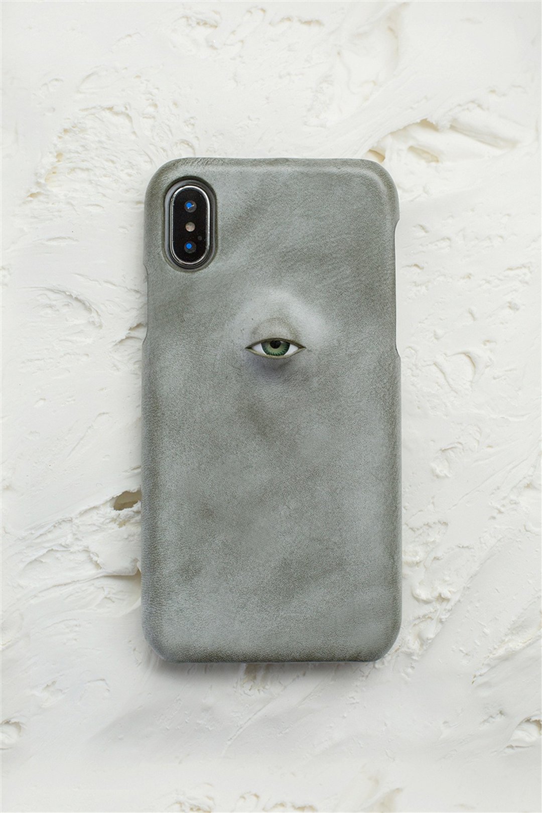橄欖綠 眼珠題材 手工真皮iPhone手機殼 保護套 意大利植鞣牛皮 - 手机壳/手机套 - 真皮 绿色