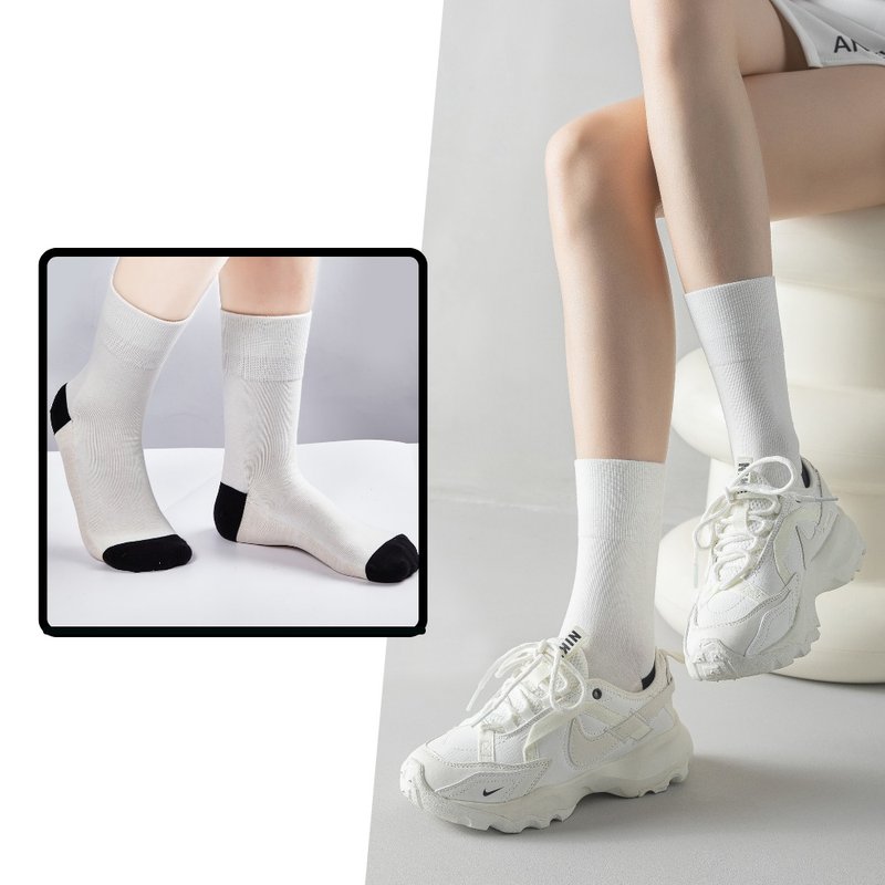 【MEGA GOLF】男女款 高尔夫玫瑰精油运动机能袜 -经典简约款 - 运动配件 - 棉．麻 白色