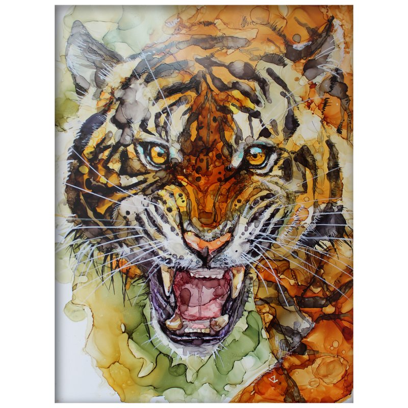 墙上的豹子画原创风水画 - 墙贴/壁贴 - 纸 橘色