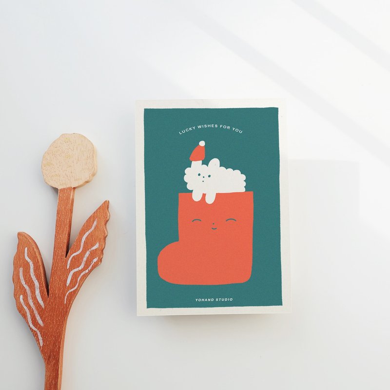 狗狗云的祝福 / 孔版印刷明信片 - 卡片/明信片 - 纸 绿色