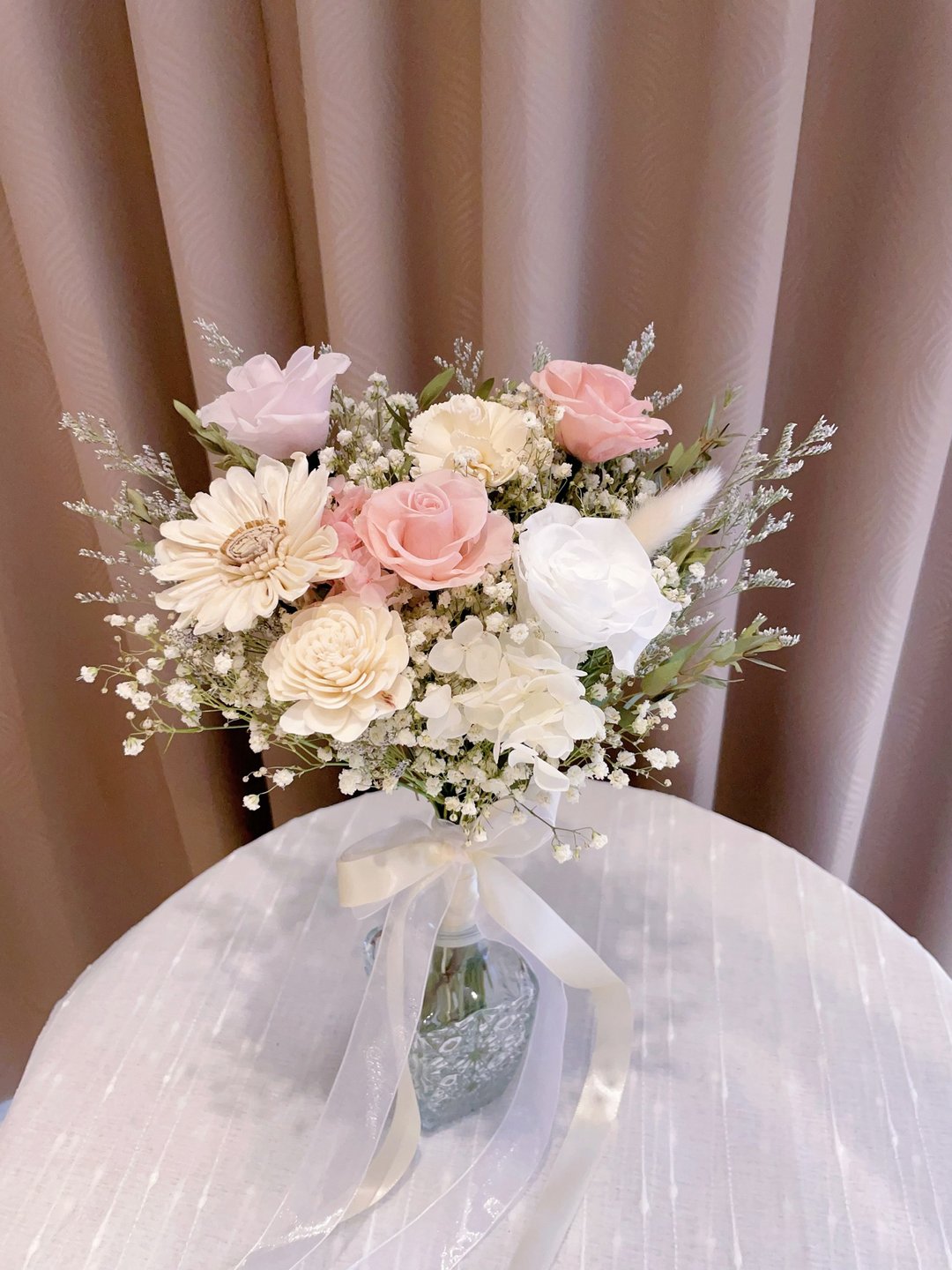 韩式捧花 裸粉色永生花捧花 新娘捧花 结婚捧花 登记捧花 外拍 - 干燥花/捧花 - 植物．花 粉红色