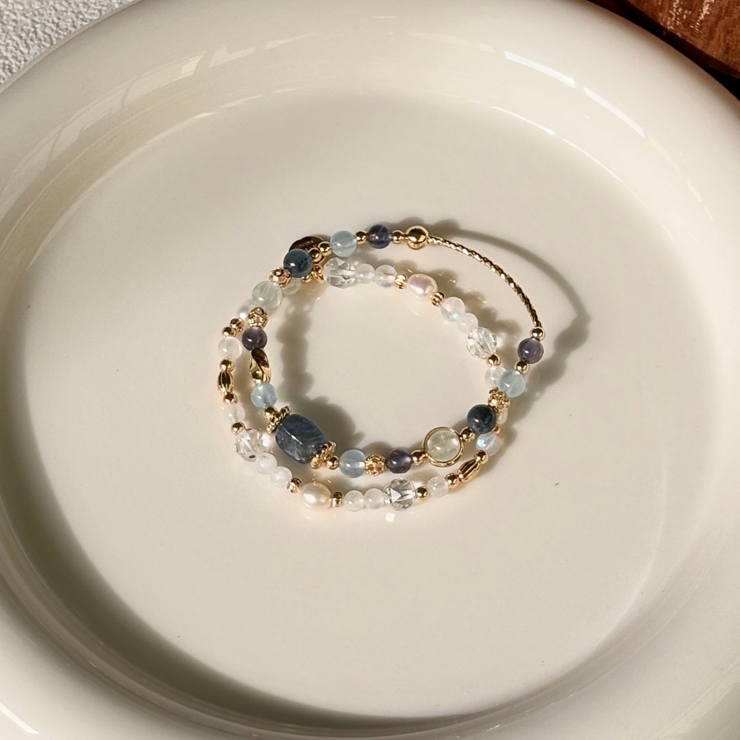 /蓝湾/提升沟通能力 灵性成长 蓝晶石 海蓝宝 堇青石 魔鬼海蓝宝 - 手链/手环 - 水晶 蓝色