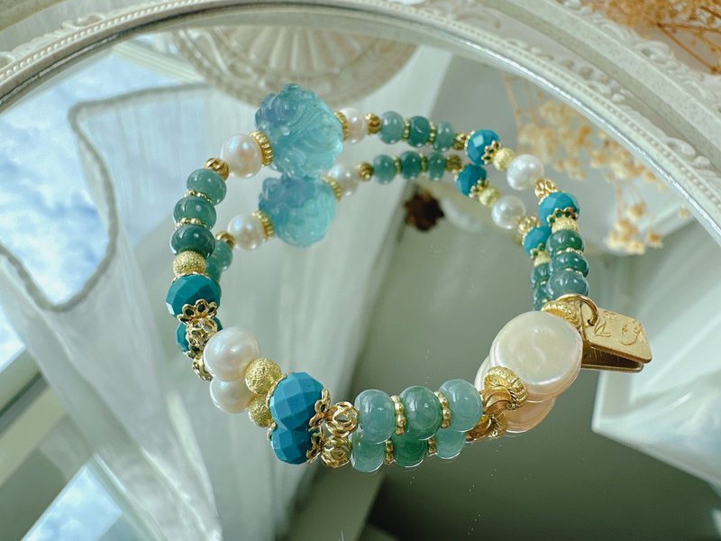 -招财童子-天然水晶黄铜手链 - 手链/手环 - 铜/黄铜 