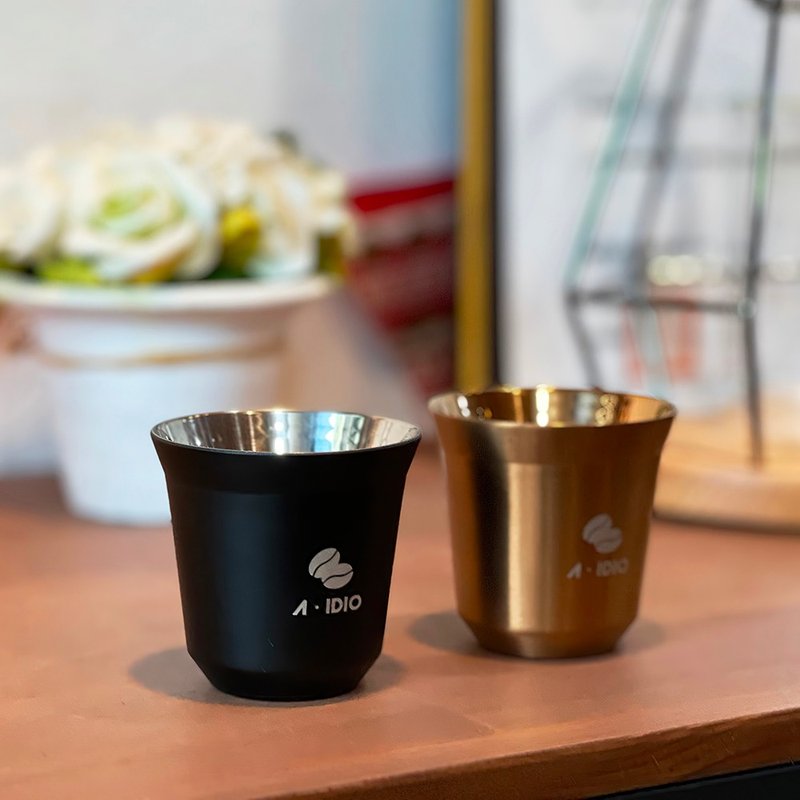 A-IDIO 璀璨不锈钢双层对杯(香槟金&雾黑色) - 咖啡杯/马克杯 - 不锈钢 金色