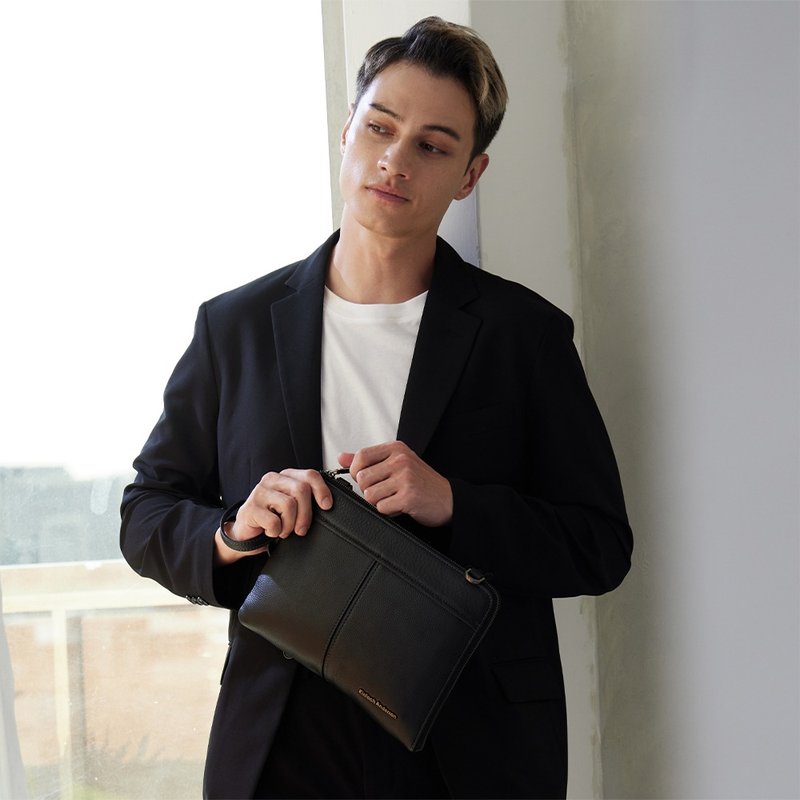 【金安德森】都会简约 商务2way侧背包-黑色 - 侧背包/斜挎包 - 真皮 黑色