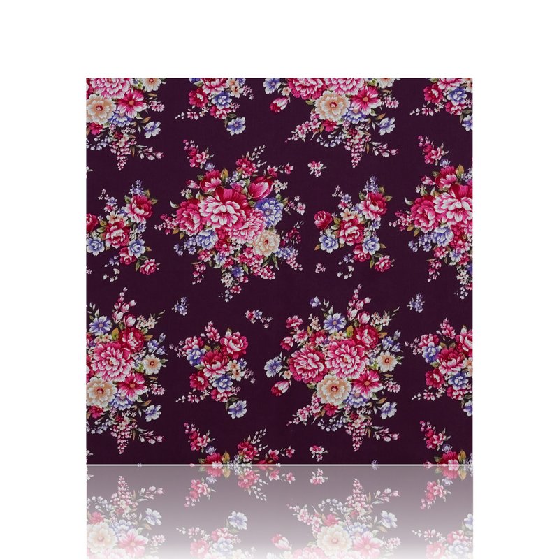 【花布先生】牡丹花布 x 酒红色 - 编织/刺绣/羊毛毡/裁缝 - 棉．麻 紫色