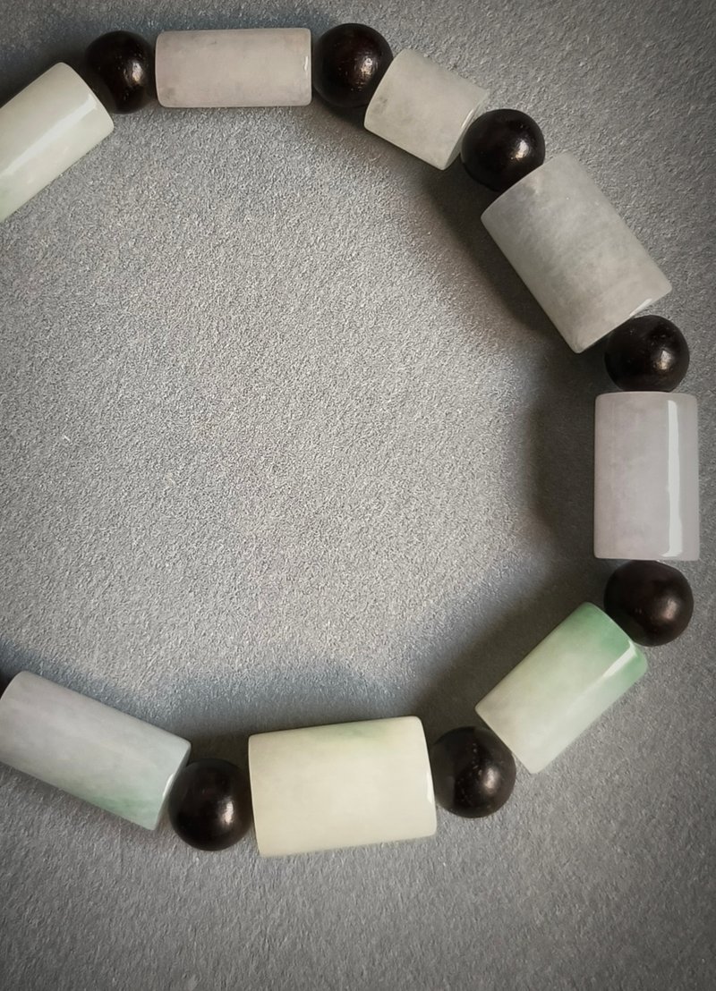 天然缅甸三彩桶珠手链 - 手链/手环 - 宝石 多色