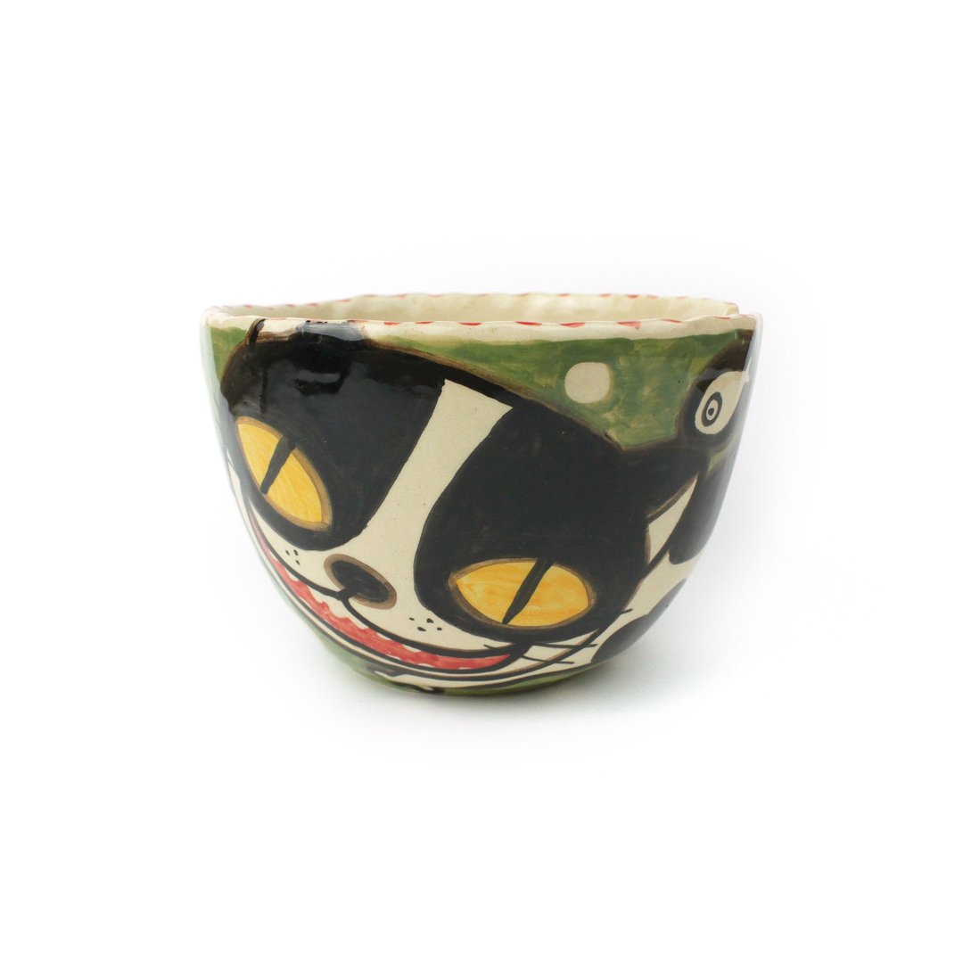 Nice Little Clay 手工大碗 可爱猫们 0201-34 - 碗 - 陶 白色