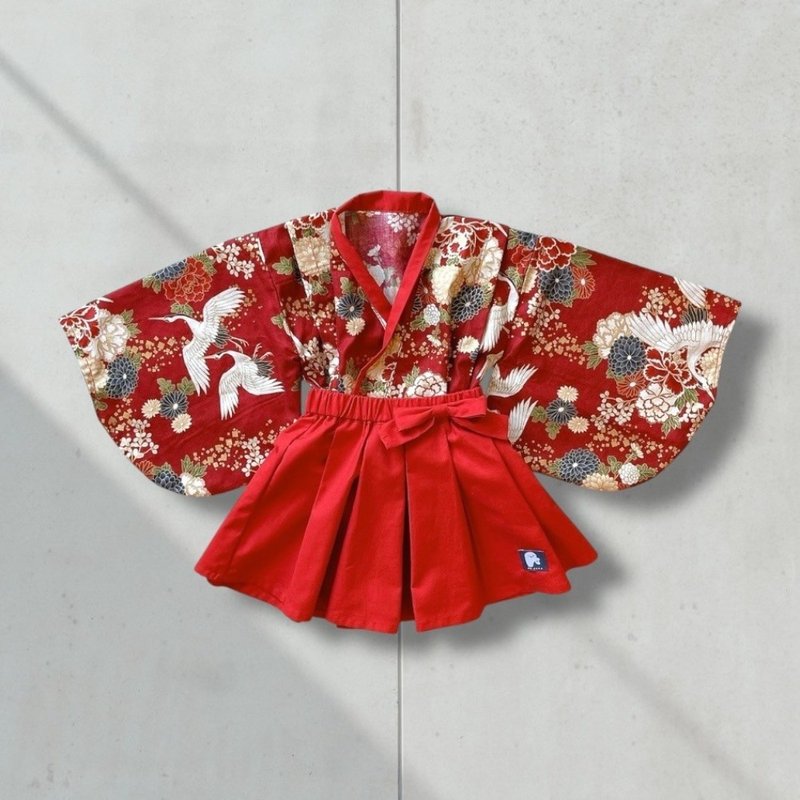 长红金鹤 - 新日本和服 ( 裙 ) - 童装裙 - 棉．麻 多色