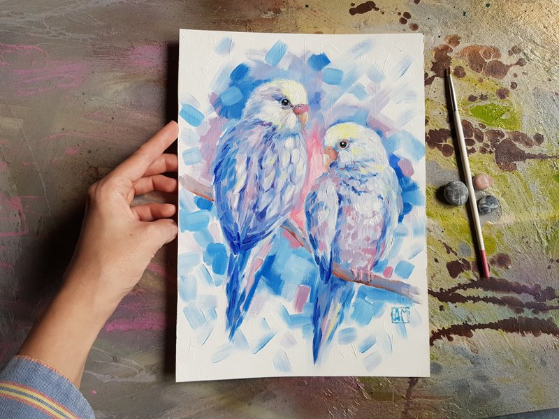 Original animal - Parrots artwork hand painted oil painting - 墙贴/壁贴 - 其他材质 