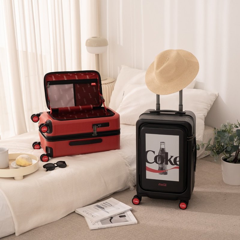 【Coca-Cola可口可乐】20寸上掀双开轻框箱 行李箱 登机箱 - 行李箱/行李箱保护套 - 塑料 红色