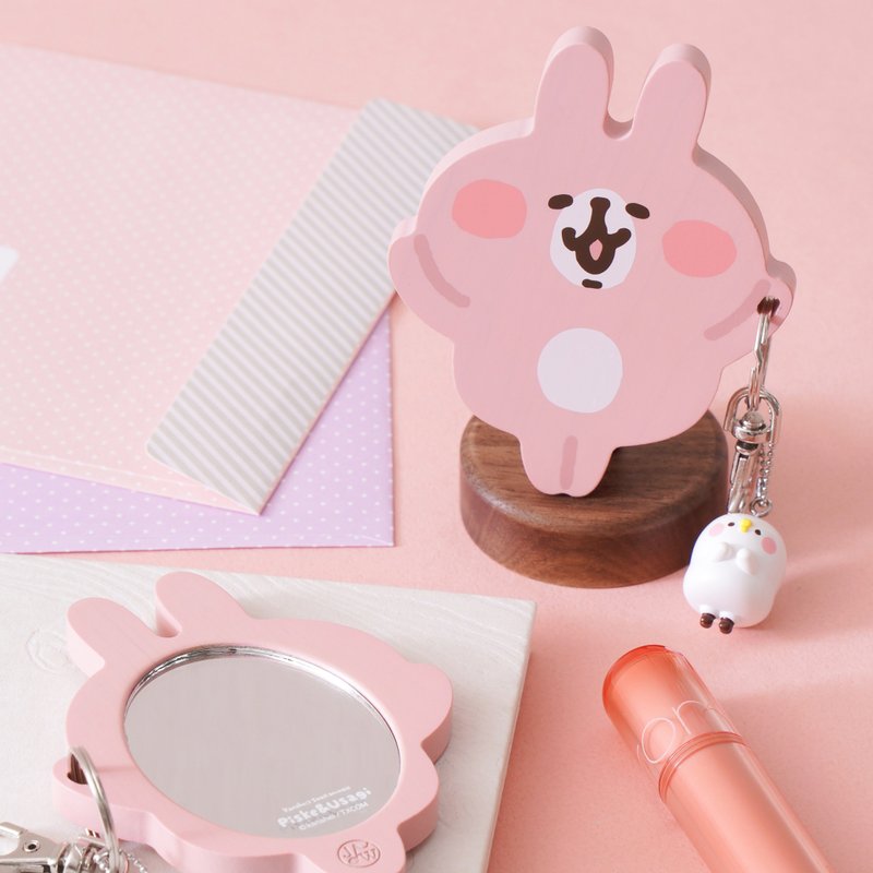 【卡娜赫拉的小动物】P助与粉红兔兔造型镜 随身镜 化妆镜 - 收纳用品 - 木头 多色
