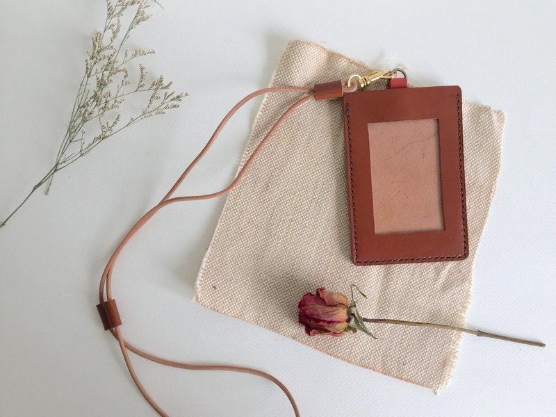 简约直式证件套识别证 皮革手工缝制 Handcraft Badge - 证件套/卡套 - 真皮 咖啡色