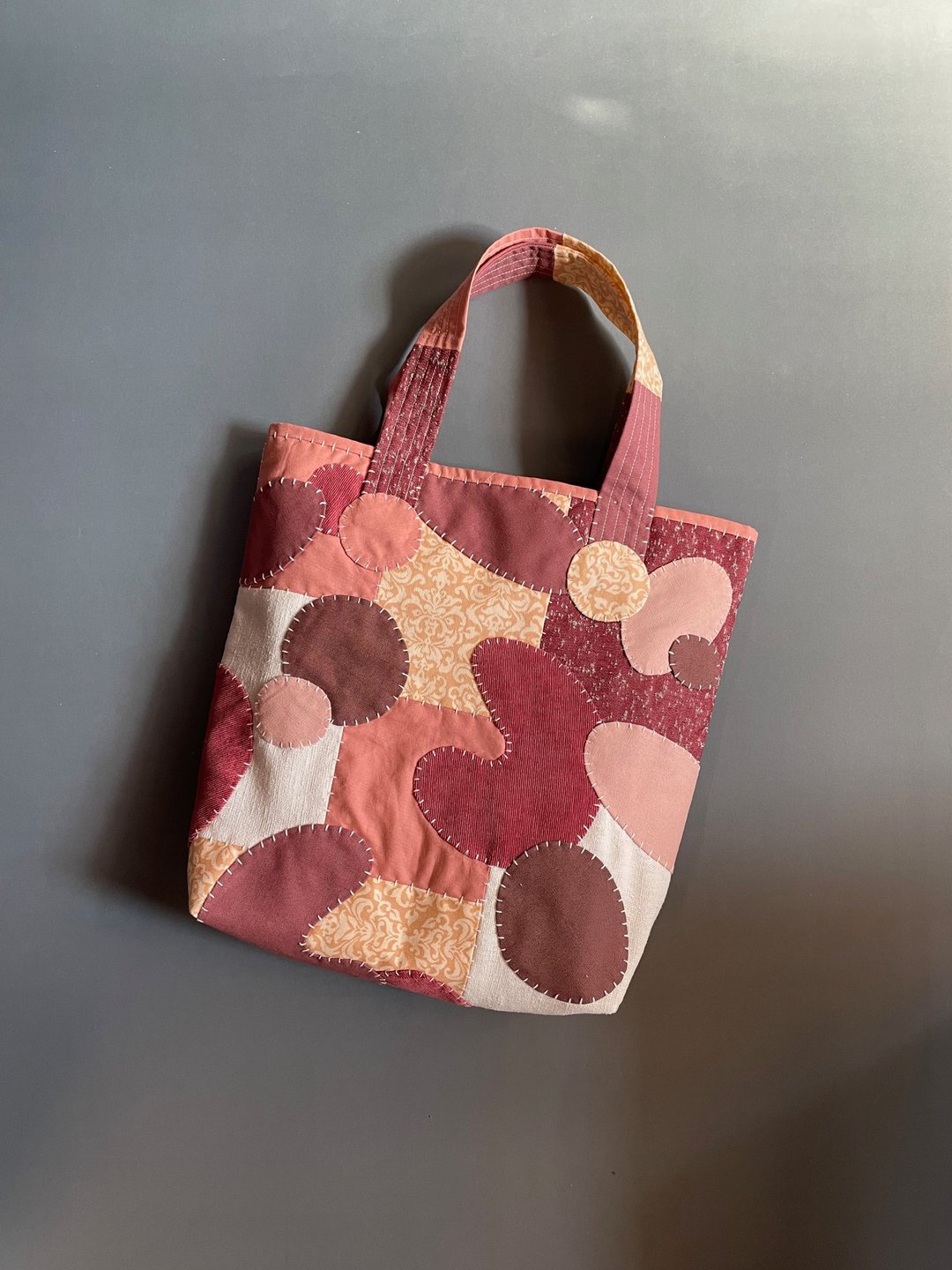 坚果装饰 手工 褴褛 拼布 托特包 nut boro patchwork tote - 手提包/手提袋 - 棉 红色
