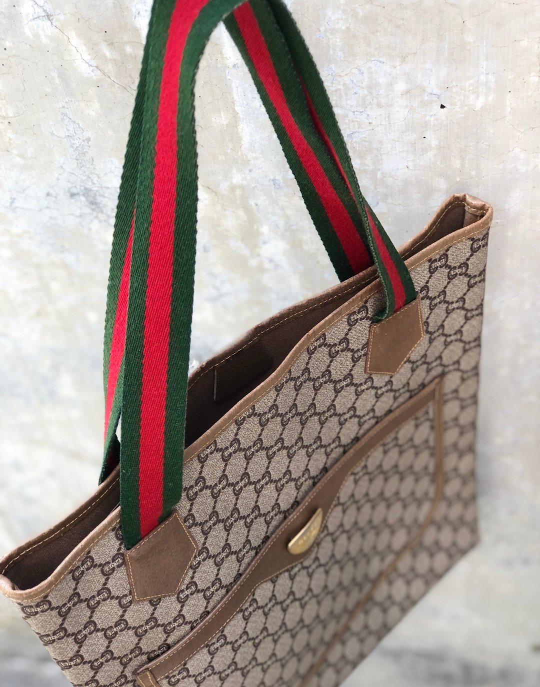 【日本直运，名牌二手包装】GUCCI 古驰 Sherry Line GG Plus 手提包 托特包 米色 Vintage 2ngxke - 手提包/手提袋 - 真皮 咖啡色