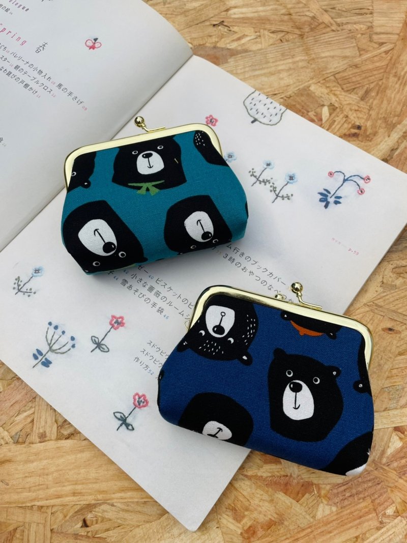 口金包/零钱包/耳机收纳/礼物/台湾制造(两色可选)【台湾黑熊】 - 零钱包 - 棉．麻 